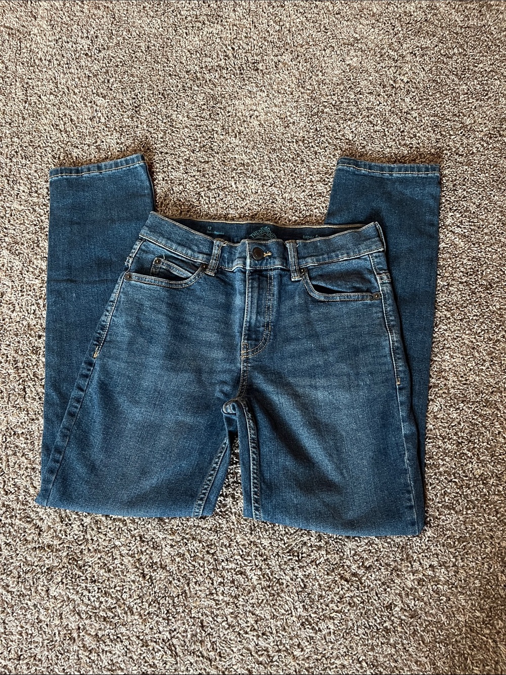 Kids Dark Blue Stretch Denim Jeans - Classic Five-Pocket
